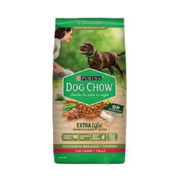 DOG CHOW CACHORRO MEDIANOS Y GRANDES SABOR CARNE Y POLLO 24 K