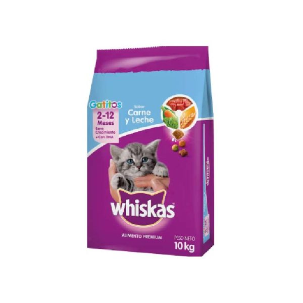 WHISKAS SABOR CARNE Y LECHE 10 K