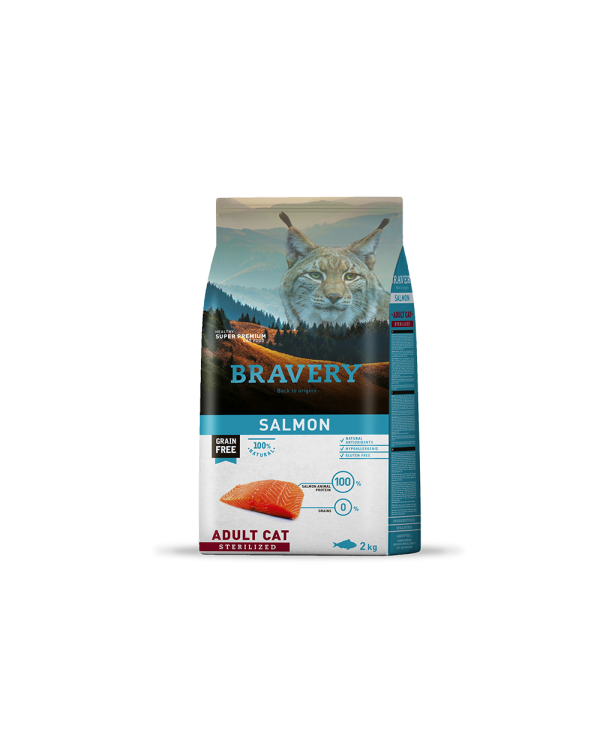 BRAVERY GATO ADULTO ESTERILIZADO SABOR SALMÓN 2 K